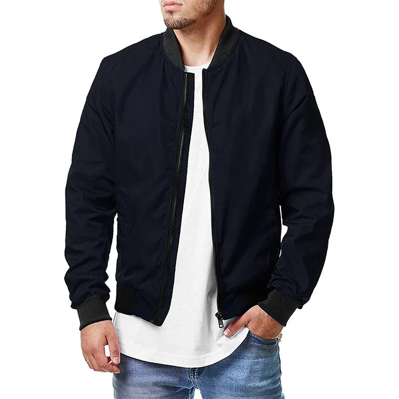 maoxiangshop Men's Pilot Jacket Spring and Autumn Leisure Trend Large Size Men's Zipper Jacket