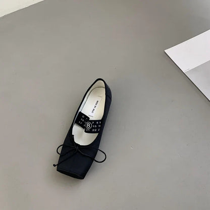 maoxiangshop  -  NEW Spring/Autumn Number 8 Flats Women Slip on Shoes Fashion Mary Jane Shoes Square Toe Women's Shoes Bow Silk Ballet Flats