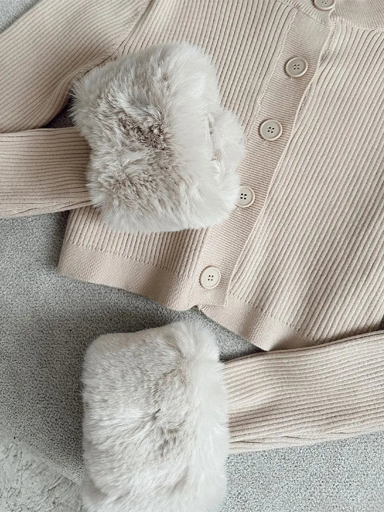 maoxiangshop Women Korean Fashion Cardigan Round Neck Single Breasted Short Knitwear Sweater Elegant Spring Autumn Office Lady Sweaters