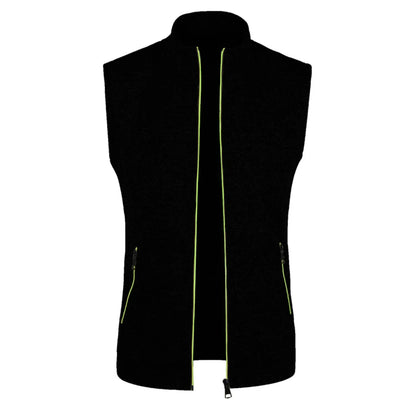 maoxiangshop Autumn and Winter Men's Knitted Velvet Fashion Casual Top Zipper Vest Sleeveless High Neck Fleece Solid Color Men's Wear