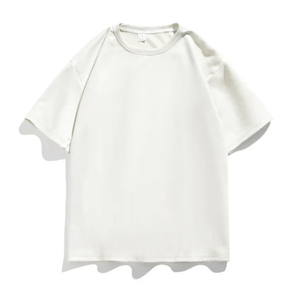 maoxiangshop Summer Short Sleeved T-shirt Men Oversized Fashion Retro Casual T Shirt Men Streetwear Hip-hop Loose Suede T Shirt Mens Top
