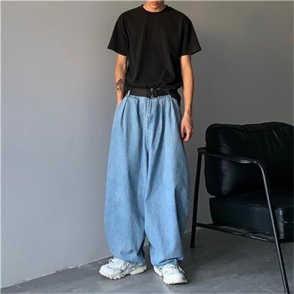 maoxiangshop Straight Jeans Men Blue Loose Denim Trousers Neutral Y2K Jean Streetwear Casual Wide Jeans Mans Women Pants men Baggy men jeans