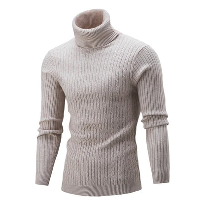 maoxiangshop Autumn Winter Men's Warm Sweater Long Sleeve Turtleneck Sweater Retro Knitted Sweater Pullover Sweater