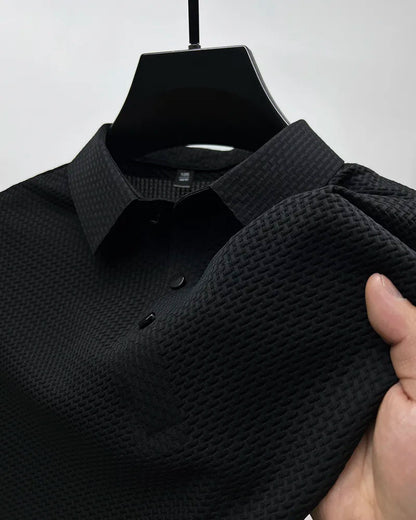 maoxiangshop High-end ice silk elastic Polo shirt New summer T-shirt trend Breathable men's clothing Business short sleeve luxury top