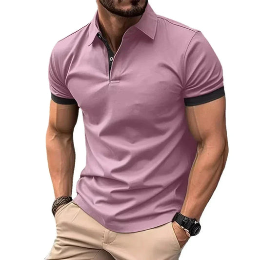 maoxiangshop Summer Men Polo Shirts Men Short Sleeve Shirt Contrast Color Lightweight Streetwear Casual  Lapel Collar Tops