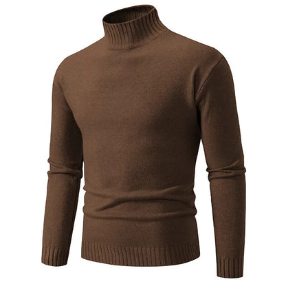 maoxiangshop Autumn Winter Men’s Mock Neck Pullovers Knitted Sweater Solid Color Slim Fit Fashion Pullover Sweater Men Casual Clothing