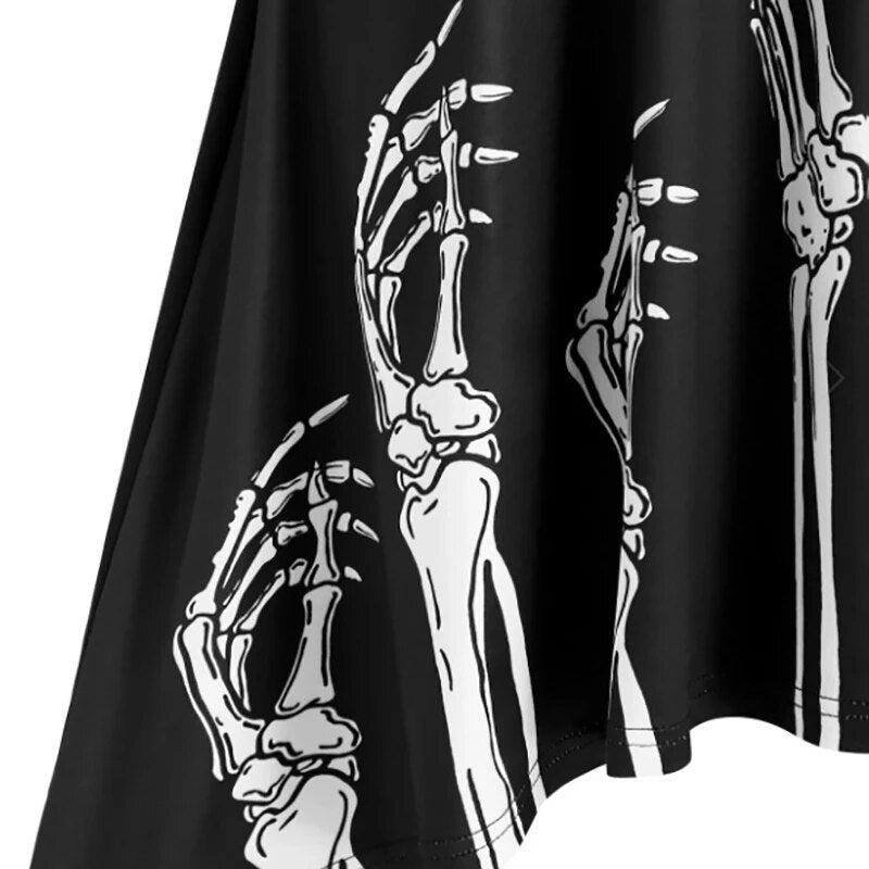 maoxiangshop Gothic Black Dress Sexy Skirt For Women Halloween Costumes Horrible Christmas Carnival Easter Terrible Skull Bones Clothing Red