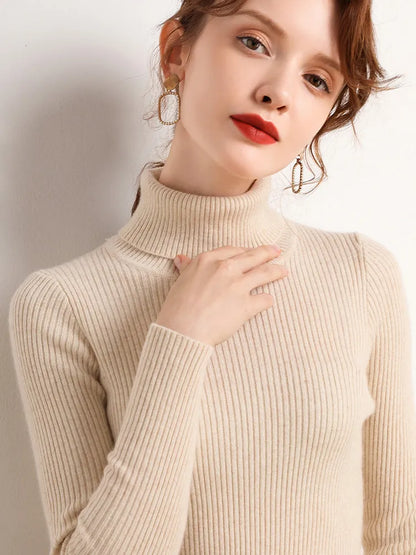 maoxiangshop Women Fall Turtleneck Sweater Knitted Soft Pullovers Cashmere Jumpers Basic Soft Sweaters For Women Autumn Winter