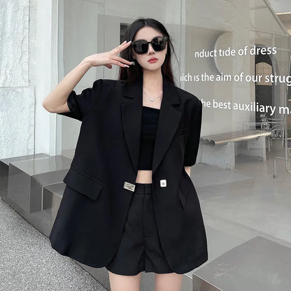 2023 Spring And Summer Black Suit Jacket Female After The Slit Design Sense Niche Casual Thin Fashion Suit Tops Female Jacket