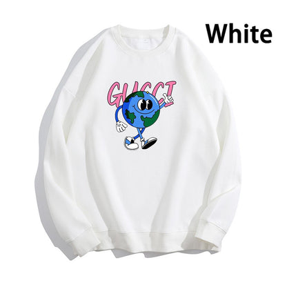 Earth Pattern Print Hoodies Autumn Winter Women's Fashion Versatile Multicolor O-Neck Sweatshirts Sweet Lovely Loose Fleece Tops