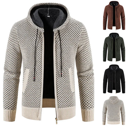 maoxiangshop Cardigan Men's Sweater Jacket Male Cold Blouse Autumn Winter New Korean Casual Slim Hooded Windbreaker Warm Y2K Chenille Coat