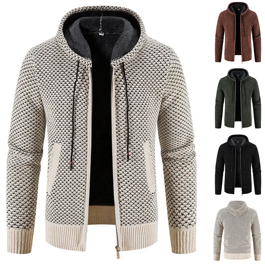 maoxiangshop Cardigan Men's Sweater Jacket Male Cold Blouse Autumn Winter New Korean Casual Slim Hooded Windbreaker Warm Y2K Chenille Coat