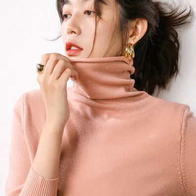 Autumn Winter Sweater Turtleneck Slim Fit Basic Pullovers 2023 Fashion Korean Knit Tops Bottoming Womens Sweater Stretch Jumpers