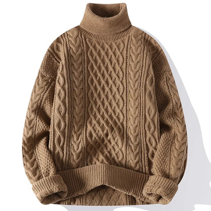 maoxiangshop High Quality Mens Turtleneck Sweaters Pullover Solid Color Knitted Sweater Men Casual Pullovers Autumn Winter Warm Knitwear Man