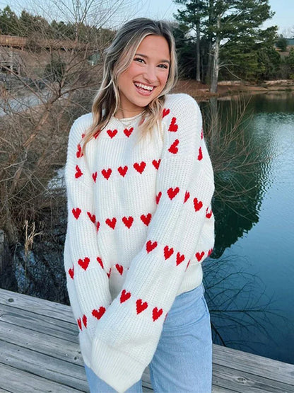 maoxiangshop  -  Loose Knit Women's Sweater Fashion Jacquard Long Sleeve Top Pullover 2024 Autumn New Casual Lady Tops Knitwear Streetwear Jumper