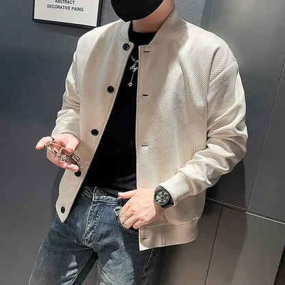 maoxiangshop High-Quality Male Bomber Casual JacKet Men's Autumn and Spring Outdoor Solid Color Jacket Sportswear Men's Jacket