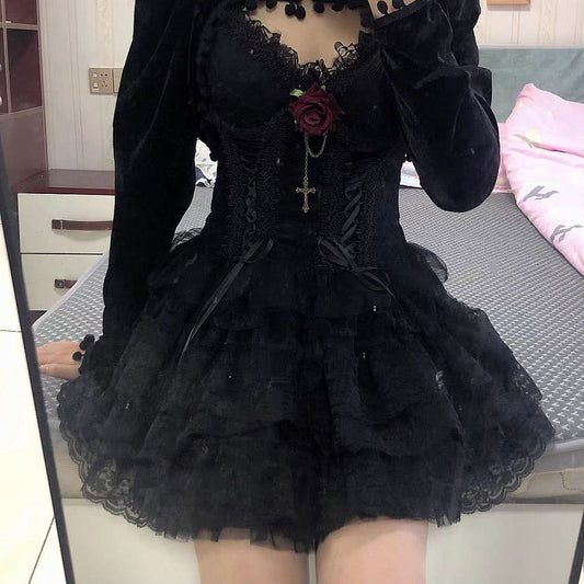 maoxiangshop Elastic Gothic Skirt Women Black Mesh Detail Petticoat Sexy Mini Tulle Skirts Party Club Wear Dancer