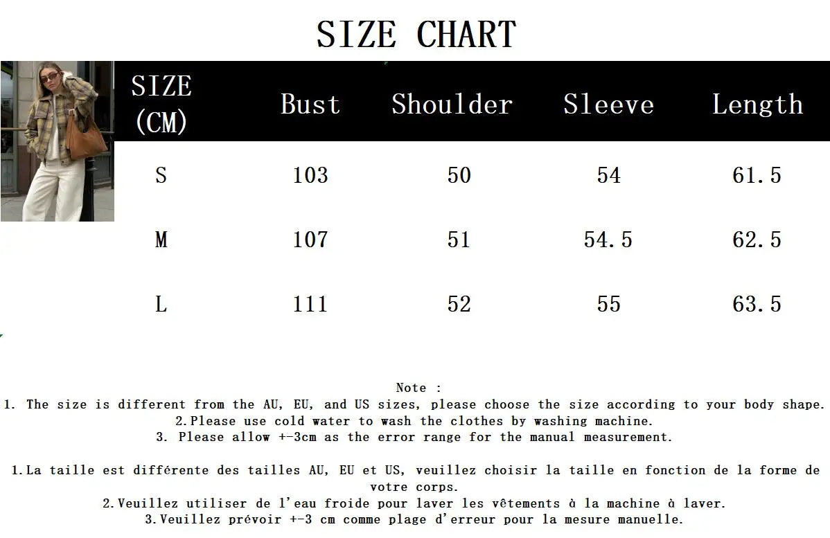 maoxiangshop  -  2024 New Plaid Contrast Jacket Women Autumn Winter Single Breasted Long Sleeve Outerwear Female Streetwear Vintage Fashion Coat