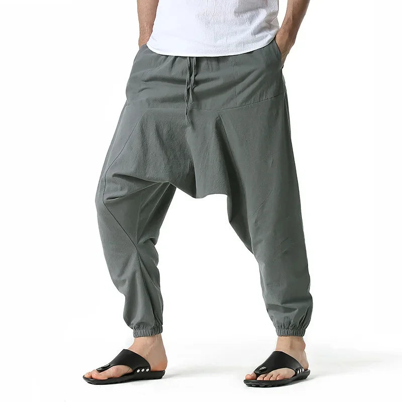 maoxiangshop New Men Harem Pants Sweatwear Baggy Casual Yoga Loose Cotton Sport Jogging Pants Worker Cross Pants for Men
