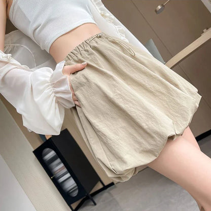 maoxiangshop Lantern Shorts Women Fashion Simple Leisure High Waist All-match Pockets Hot Fit Summer Female Streetwear Students Youth Ladies