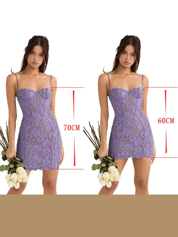 Women Summer Dress  New Arrivals Purple Bodycon Birthday Party Dress Lace Vintage Dress Evening Club Dress