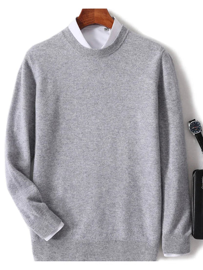 maoxiangshop Autumn and Winter New First-line Ready-to-wear Men's 100% Pure Wool Sweater Round Neck Loose Warm Solid Color Pullover
