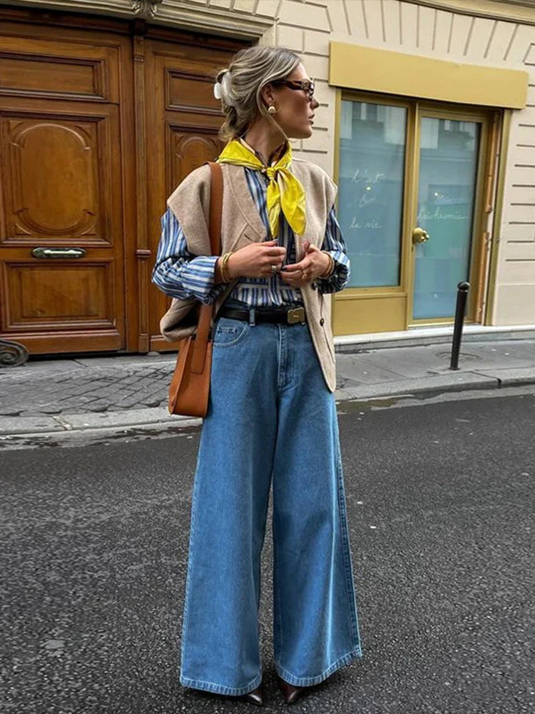 maoxiangshop  -  2024 Elegant Sleeveless Thin Coat Women Retro Street Loose O-neck Single Breasted Khaki Vest Jacket Autumn All-match Outwear