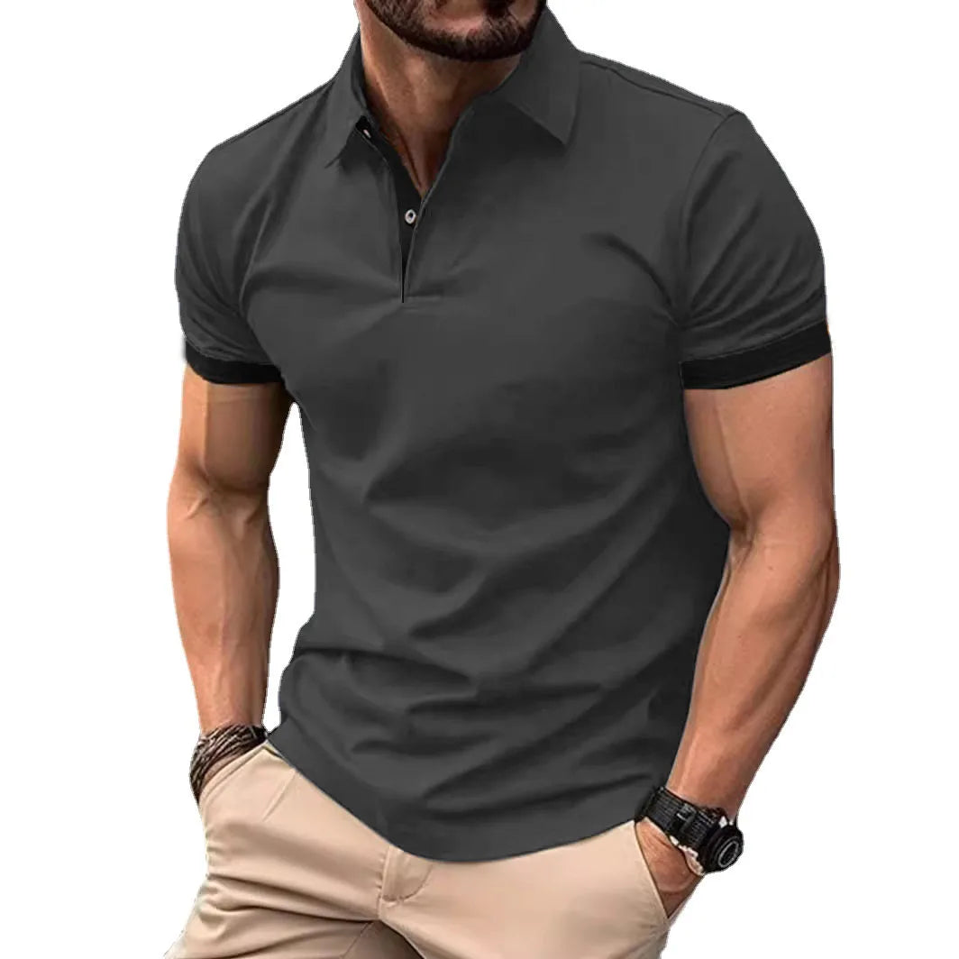 maoxiangshop Summer Men Polo Shirts Men Short Sleeve Shirt Contrast Color Lightweight Streetwear Casual  Lapel Collar Tops