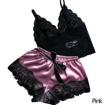 1 Set Fashion Womens Lace Sleepwear Lingerie Tops Shorts Set Babydoll Pajamas Sports Underwear Nightwear Sexy Nightdress Suit