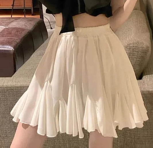 maoxiangshop White Mini Skirts for Women Cute Princess Summer Gown Pleated Skirt Korean Version Trendy Sweet Schoolgirls Holiday High Waist