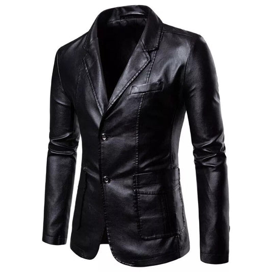 maoxiangshop New Autumn Winter Leather Jacket Men Fashion Motorcycle Jacket Biker Coats Mens Smart Causal Pu Leather Blazers Jacket Suit Coat