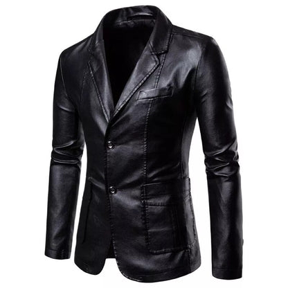 maoxiangshop New Autumn Winter Leather Jacket Men Fashion Motorcycle Jacket Biker Coats Mens Smart Causal Pu Leather Blazers Jacket Suit Coat