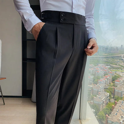 maoxiangshop Men Suit Pants New British Style Business Casual Solid Slim Fit Straight Dress Pants for Men Formal Trousers Men Clothing