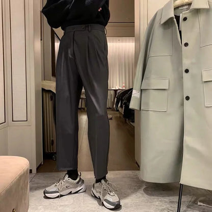 maoxiangshop Spring Summer New Solid Color Men's Clothing Silky Feeling Handsome Fashion Casual Trend Korean Version Youth Suit Pants