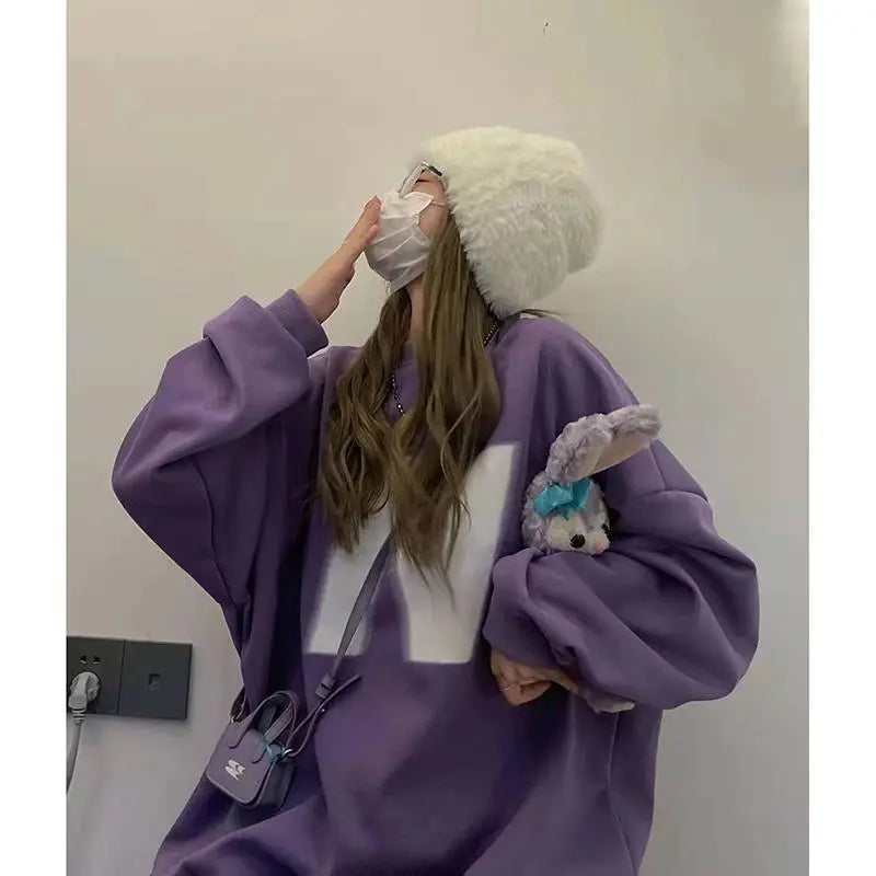 Deeptown Harajuku Oversized Hoodies Women Kpop Kawaii Letter Print Sweatshirts Loose Casual Pullover Sportwear Tops BF Aesthetic
