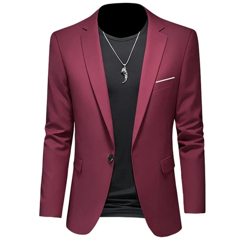 maoxiangshop 2024 Fashion New Men's Casual Business Slim Fit Formal Dress Blazers Jacket Suit Coat