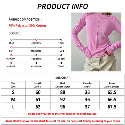 maoxiangshop  -  White Pleated Knitwear Tees Women Round Neck Inner Solid Slim Basic Tees Autumn Winter 2024 Office Lady Pullover Top