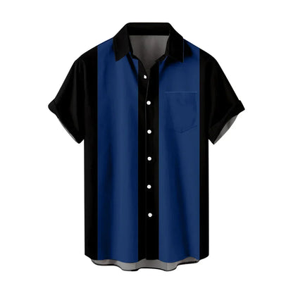 maoxiangshop Summer New Men's Pocket Short Sleeve Shirt Fashion Casual Solid Color Panel Lapel Beach High Quality Top Comfortable Soft Fabric