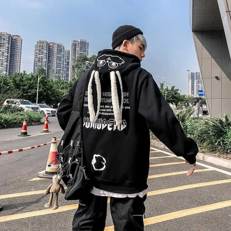 maoxiangshop Animal Women Hoodies Harajuku Kawaii Rabbit Hoodie Sweatshirt Tops Korean Bunny Graphic Outerwear Korean Couple E Girls Hoodie
