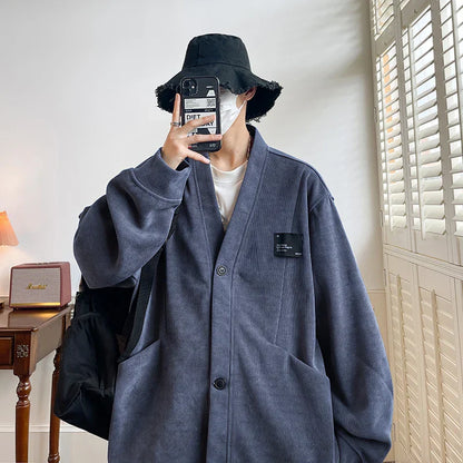 maoxiangshop Streetwear Men‘s Sweater Japan Style Plus Size 7XL Man Sweatercoat Fashion Loose Tops Casual Single Breasted Clothes