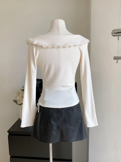 maoxiangshop Fashion Square Neck Spliced Loose Casual Sweaters Women's Clothing Autumn Winter Oversized Commuter Pullovers Korean Tops