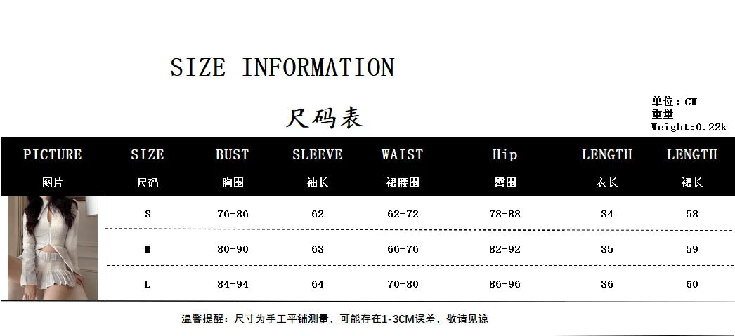 maoxiangshop  -  Women's Long-Sleeved Top and Hip Pleated Skirt Set, Pure desire Lapel, Openwork, Panel, 2 Pieces, Autumn, New