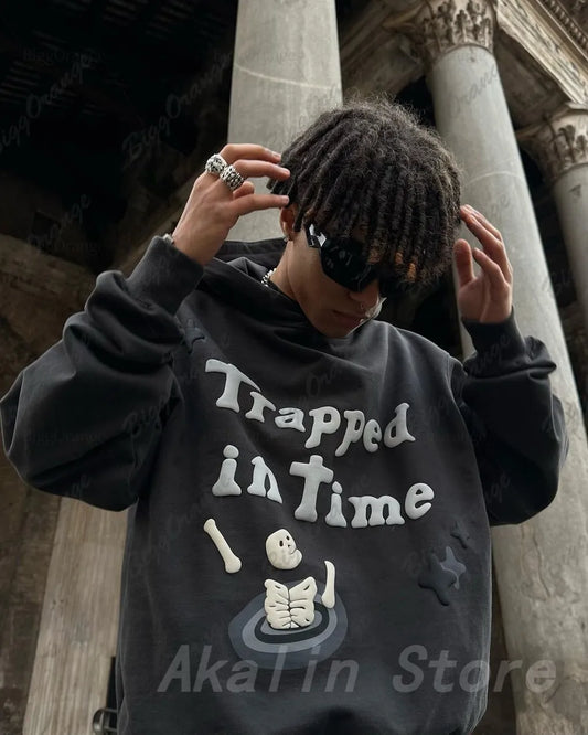 maoxiangshop Harajuku 3D Skull Puff Print Hoodies Oversized Streetwear Men High Quality Cotton Liner Sweatshirt Top Women Couples Y2k Clothes