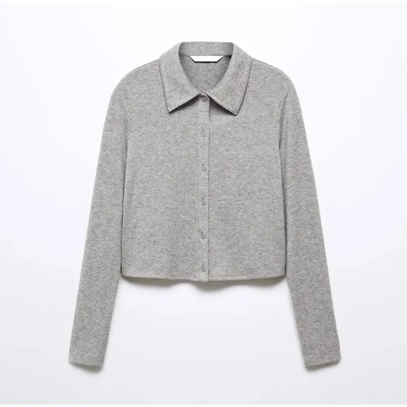 maoxiangshop Elegant Solid Slim Sweater Cardigan Women Fashion Lapel Single Breasted Knit Top 2023 Autumn Chic Office Lady Street Knitwear
