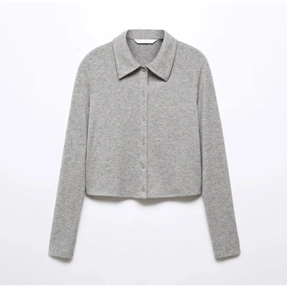 maoxiangshop Elegant Solid Slim Sweater Cardigan Women Fashion Lapel Single Breasted Knit Top 2023 Autumn Chic Office Lady Street Knitwear