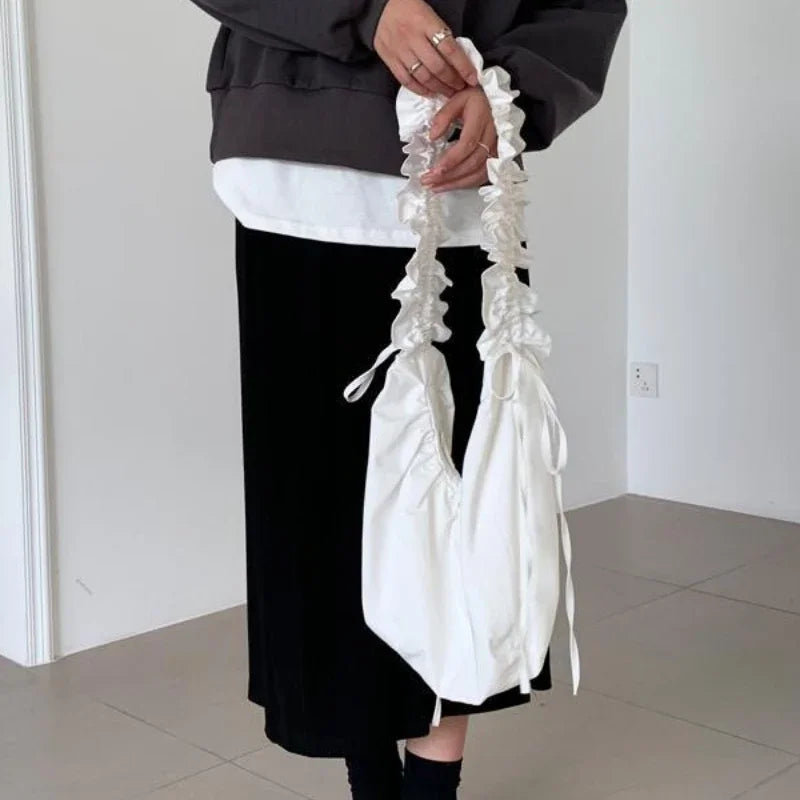 Womens Shoulder Bag Korean Style Solid Color Large Capacity Fashion Purse Simple Crossbody Bags for Girls