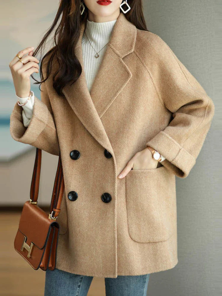 maoxiangshop Wool Coat Elegance Coats and Jackets Women New In Autumn Winter Jacket Women Korean Style Long Sleeve Office Lady Trench Coat