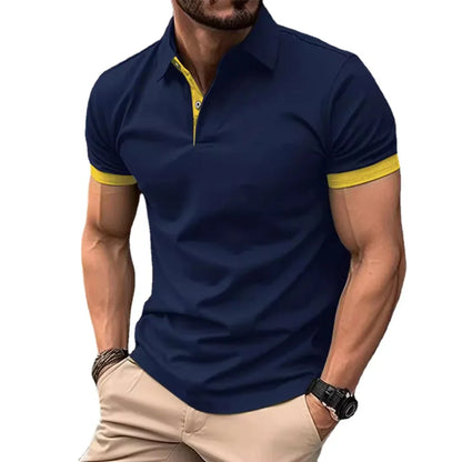 maoxiangshop Summer Men Polo Shirts Men Short Sleeve Shirt Contrast Color Lightweight Streetwear Casual  Lapel Collar Tops