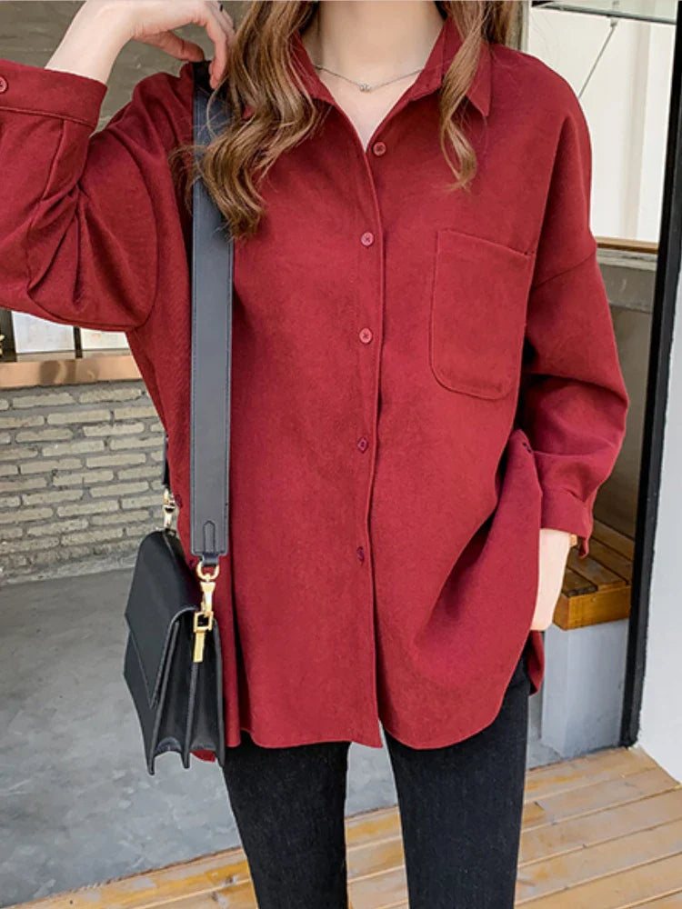 maoxiangshop Plus Size Korean Style Blouses Long Sleeve Clothes Office Autumn Shirt Women Shirts Winter Clothes Elegant Women Blouses