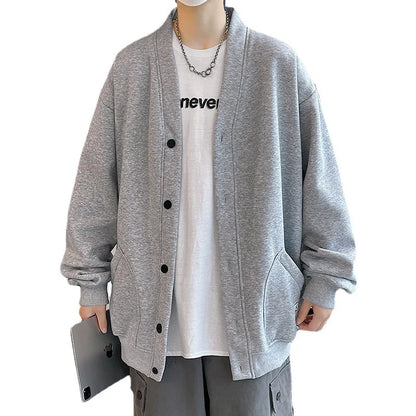 maoxiangshop New Solid Fashion Cardigan Men's Knit Winter Coats Business Casual Jackets Male Tops Man Coat Size M-5Xl Knitwear 2 Colors